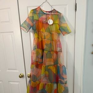 NWT Staud Kaleidoscope citrus dress. Size M.